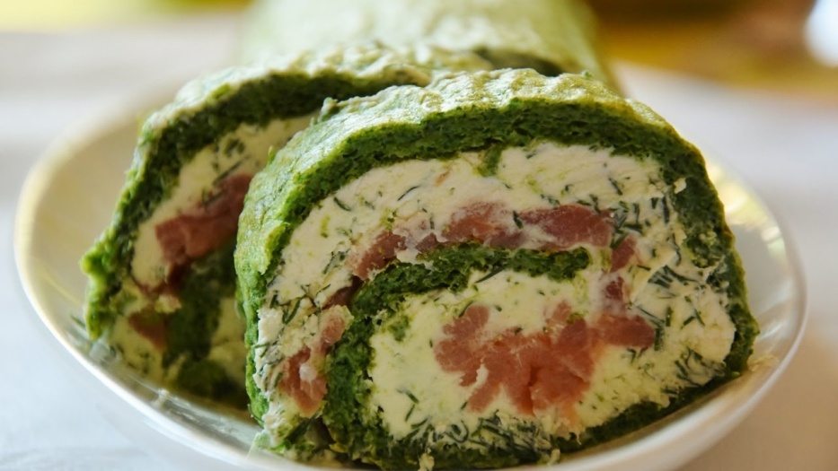 Špenátová roláda s lososom