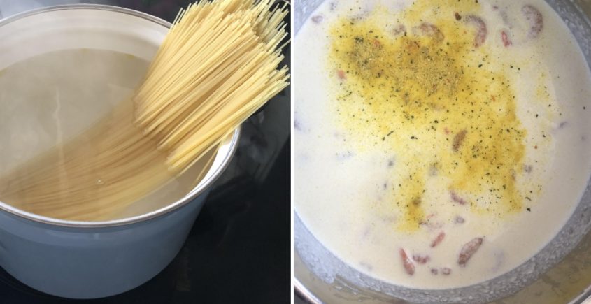Špagety so smotanovo-syrovou omáčkou s krevetami